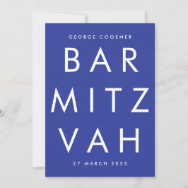 Convite BAR MITZVAH RSVP de CÓDIGO QR branco azul ultra mo