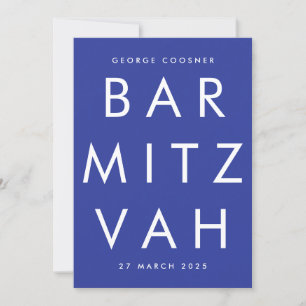 Convite BAR MITZVAH RSVP de CÓDIGO QR branco azul ultra mo
