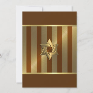 Convite Bar Mitzvah Rust Dourada Stripe Star de David