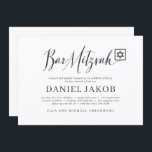 Convite Bar Mitzvah Script Clássico Tipografia Moderna<br><div class="desc">Composto por uma escrita lúdica e uma tipografia serif; Tudo num fundo branco. 

Este foi projetado por materiais de terceiros selecionados,  exclusivos para o Zazzle.

Disponível aqui:http://www.zazzle.com/store/selectpartysupplies</div>