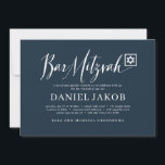 Convite Bar Mitzvah Script Clássico Tipografia Moderna<br><div class="desc">Composto por uma escrita lúdica e uma tipografia serif; Tudo num fundo branco. 

Este foi projetado por materiais de terceiros selecionados,  exclusivos para o Zazzle.

Disponível aqui:http://www.zazzle.com/store/selectpartysupplies</div>