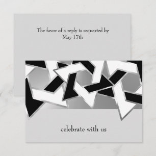 Convite Bar Mitzvah Silver Black White Star