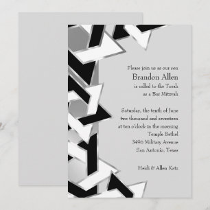 Convite Bar Mitzvah Silver Black White Star