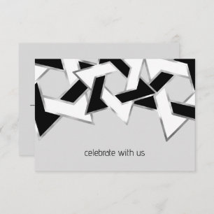 Convite Bar Mitzvah Silver Black White Star de David