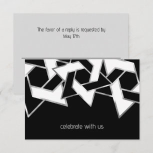 Convite Bar Mitzvah Silver Black White Star de David