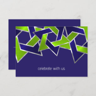 Convite Bar Mitzvah Silver Blue Verde limão Star de David