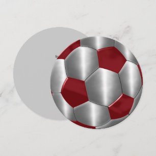 Convite Bar Mitzvah Silver e Red Soccer Ball