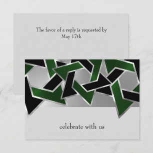 Convite Bar Mitzvah Silver Estrela Negra Verde de David