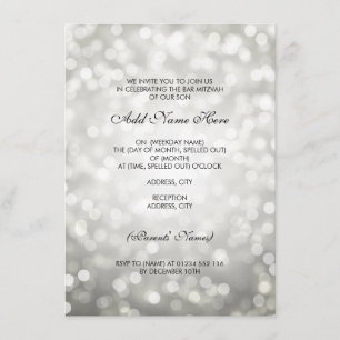 Convite Bar Mitzvah Silver Luzes Gliter