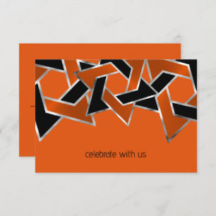 Convite Bar Mitzvah Silver Orange Black Star