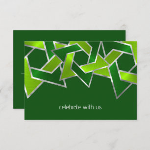 Convite Bar Mitzvah Silver Verde limão Star de David