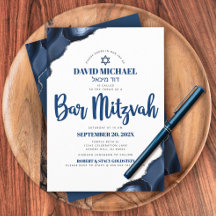 Bar Mitzvah Simples Moderno Azul Marinho Ágata Scr