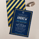 Convite BAR MITZVAH smart bold type gold denim blue aqua<br><div class="desc">pelo kat massard >> kat@simplysweetPAPERIE.com <<< - - - - - - - - - - - - - - - - - - - - - - - - - - - - - - - - - - - - - - - - - - - - -...</div>