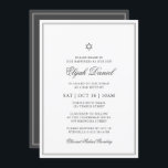 Convite Bar Mitzvah Star de David Elegante Clássico<br><div class="desc">Composto por uma serifa elegante e uma tipografia cursiva de escrita em quadro com uma estrela de David. Este design é eterno,  clássico e elegante. Este foi projetado por materiais de terceiros selecionados,  exclusivos para o Zazzle. Disponível aqui: http://www.zazzle.com/selectpartysupplies</div>