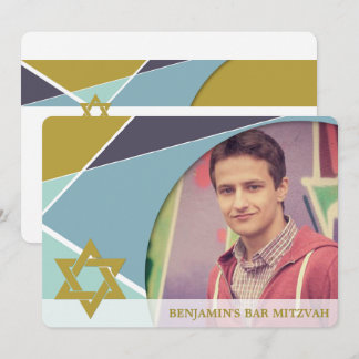 Convite Bar Mitzvah Star Do David Geometric Photo Convide