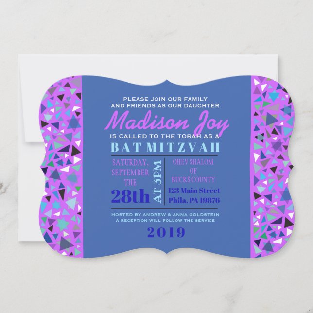Convite Bar Mitzvah STAR WALL Lavanda (Frente)