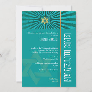 Convite Bar Mitzvah/teal/gold