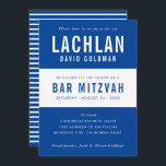 Convite BAR MITZVAH típico mínimo moderno branco azul<br><div class="desc">por kat massard >> WWW.SIMPLYSWEETPAPERIE.COM << CONTACT ME para texto personalizado ou para adicionar quaisquer linhas em Hebraico Ame o design, mas gostaria de ver algumas mudanças - outro esquema de cores, produto, adicionar uma foto ou adaptado para uma ocasião diferente - sem preocupações me contate - estou feliz em...</div>