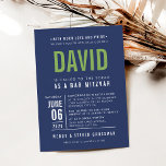 Convite BAR MITZVAH tipo de bloco ousado moderno marinho a<br><div class="desc">por kat massard >> WWW.SIMPLYSWEETPAPERIE.COM <<< - - - - - - - - - - - CONTATE ME para ajudar a equilibrar seu tipo perfeitamente Adore o design, mas gostaria de ver algumas mudanças - outro esquema de cores, produto, adicionar uma foto ou adaptado para uma ocasião diferente -...</div>