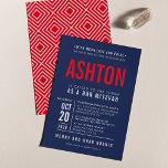Convite BAR MITZVAH tipo de bloco ousado moderno marinho a<br><div class="desc">por kat massard >> WWW.SIMPLYSWEETPAPERIE.COM <<< - - - - - - - - - - - CONTATE ME para ajudar a equilibrar seu tipo perfeitamente Adore o design, mas gostaria de ver algumas mudanças - outro esquema de cores, produto, adicionar uma foto ou adaptado para uma ocasião diferente -...</div>