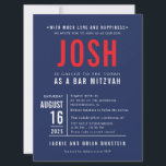 Convite BAR MITZVAH tipo de bloco ousado moderno marinho v<br><div class="desc">kat massard >> WWW.SIMPLYSWEETPAPERIE.COM << - - - - - - - - - - - - design PERSONALIZADO para JOSH CONTACT ME para ajudar a equilibrar seu tipo perfeitamente Adore o design, mas gostaria de ver algumas mudanças - outro esquema de cores, produto, adicionar uma foto ou adaptado para...</div>