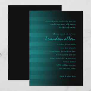 Convite Bar Mitzvah Tiras Horizontais Pretas e Teais