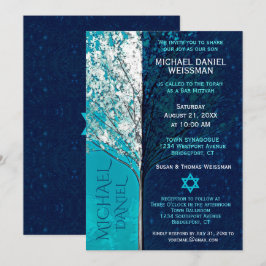 Convite Bar Mitzvah Tree of Life com Estrelas