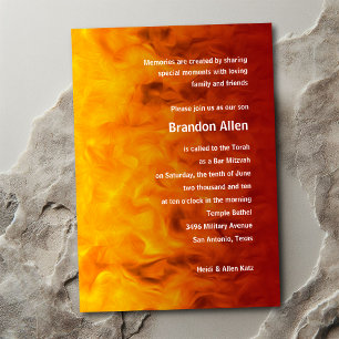 Convite Bar Mitzvah Vermelho e Laranja