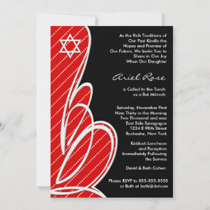 Convite Bar Mitzvah Vermelho Preto