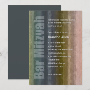Convite Bar Mitzvah Watercolor Stripes