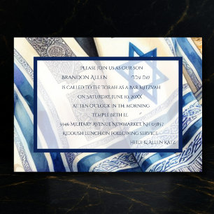 Convite Bar Mitzvah Watercolor Tallit
