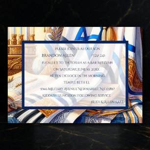Convite Bar Mitzvah Watercolor Tallit 3