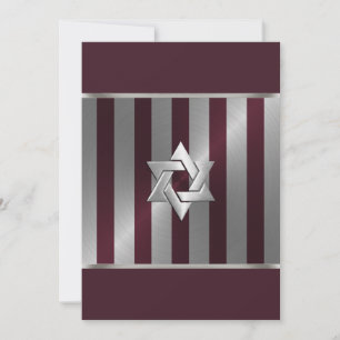 Convite Bar Mitzvah Wine and Silver Stripe