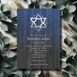 Convite Bar Mitzvah Wood Olha Cinza Azul Estrela Prateada<br><div class="desc">Conjuntos de convites para o bar Mitzvah e Bat Mitzvah desenhados por Umua. Impresso e enviado pela Zazzle ou seus parceiros.</div>