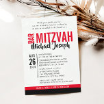 Convite BAR MODERN MITZVAH data de tendência vermelho pret<br><div class="desc">por kat massard > WWW.SIMPLYSWEETPAPERIE.com Ame o design,  mas gostaria de ver algumas mudanças - outro esquema de cores,  produto,  adicionar uma foto ou adaptado para uma ocasião diferente - não me preocupes simplesmente me contatar - estou feliz em ajudar! - - - -</div>