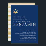 Convite Bar moderno DOURADA STAR Mitzvah branco marinho mí<br><div class="desc">por kat massard >> https://linktr.ee/simplysweetpaperie <<< Um design de convite moderno e simplesmente clássico para o BAR do seu filho ou BAT MITZVAH TIP :: 1. Para alterar/mover gráficos e fontes e adicionar mais texto - pressione o botão "personalizar". - - - - - - - - - - -...</div>