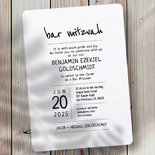 Convite Bar Moderno + Minimalista Mitzvah