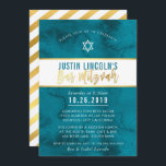 Convite BAR MODERNO MITZVAH azul lacrimogêneo tipo ouro a<br><div class="desc">pelo kat massard >> kat@simplysweetPAPERIE.com <<< design de convite de tendência para o BAR do seu filho MITZVAH Setup como modelo, é simples você adicionar seus próprios detalhes ou clicar no botão personalizar e você pode adicionar ou alterar texto, fontes, tamanhos etc. DICA: 1. Para alterar/mover gráficos / alterar a...</div>