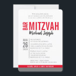 Convite BAR MODERNO MITZVAH data de tendência cinza vermel<br><div class="desc">por kat massard > WWW.SIMPLYSWEETPAPERIE.com Ame o design,  mas gostaria de ver algumas mudanças - outro esquema de cores,  produto,  adicionar uma foto ou adaptado para uma ocasião diferente - não me preocupes simplesmente me contatar - estou feliz em ajudar! - - - -</div>