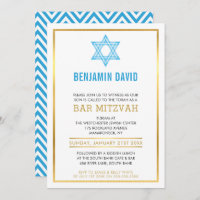 BAR MODERNO MITZVAH INVITE estrela de joia azul-ou