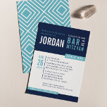 Convite BAR MODERNO MITZVAH legal bloco marinho aqua azul<br><div class="desc">por kat massard > WWW.SIMPLYSWEETPAPERIE.com Ame o design,  mas gostaria de ver algumas mudanças - outro esquema de cores,  produto,  adicionar uma foto ou adaptado para uma ocasião diferente - não me preocupes simplesmente me contatar - estou feliz em ajudar! - - - -</div>