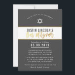 Convite BAR MODERNO MITZVAH na moda, escrevendo de ouro de<br><div class="desc">pelo kat massard >> kat@simplysweetPAPERIE.com <<< design de convite de tendência para o BAR do seu filho MITZVAH Setup como modelo, é simples você adicionar seus próprios detalhes ou clicar no botão personalizar e você pode adicionar ou alterar texto, fontes, tamanhos etc. DICA: 1. Para alterar/mover gráficos / alterar a...</div>
