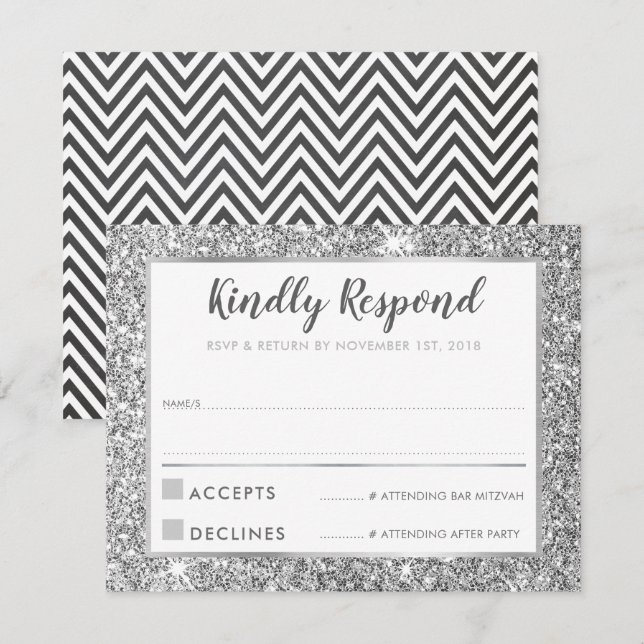 Convite BAR MODERNO MITZVAH obrigado sua luz legal (Frente/Verso)