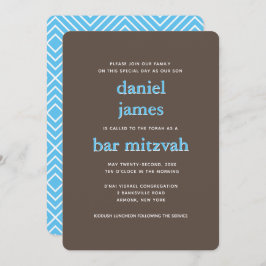Convite Bar moderno Mitzvah Typografia Azul