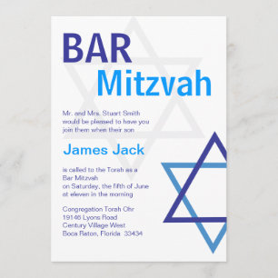 Convite Bar Moderno - Visão Mitzvah - Azul e Branco