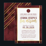 Convite BAR MONOGRAMA MITZVAH vermelho-escuro ouro<br><div class="desc">pelo kat massard >> kat@simplysweetPAPERIE.com <<< design de convite de tendência para o BAR do seu filho MITZVAH Setup como modelo, é simples você adicionar seus próprios detalhes ou clicar no botão personalizar e você pode adicionar ou alterar texto, fontes, tamanhos etc. DICA: 1. Para alterar/mover gráficos / alterar a...</div>