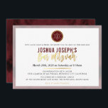 Convite BAR na moda MONOGRAM MITZVAH maroon vermelho escur<br><div class="desc">pelo kat massard >> kat@simplysweetPAPERIE.com <<< design de convite de tendência para o BAR do seu filho MITZVAH Setup como modelo, é simples você adicionar seus próprios detalhes ou clicar no botão personalizar e você pode adicionar ou alterar texto, fontes, tamanhos etc. DICA: 1. Para alterar/mover gráficos / alterar a...</div>