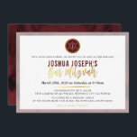 Convite BAR na moda MONOGRAM MITZVAH maroon vermelho escur<br><div class="desc">pelo kat massard >> kat@simplysweetPAPERIE.com <<< design de convite de tendência para o BAR do seu filho MITZVAH Setup como modelo, é simples você adicionar seus próprios detalhes ou clicar no botão personalizar e você pode adicionar ou alterar texto, fontes, tamanhos etc. DICA: 1. Para alterar/mover gráficos / alterar a...</div>