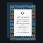 Convite Bar náutico Mitzvah<br><div class="desc">Convite náutico da Vintage mitzvah em sotaque de ouro azul e bronze.</div>