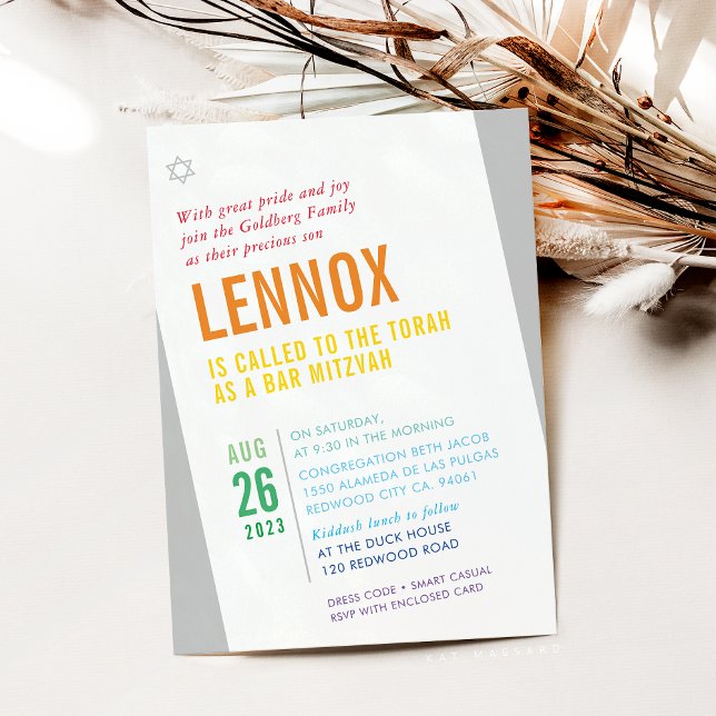 Convite Bar NEGRITO MITZVAH, ângulo moderno brilhante, col (Criador carregado)